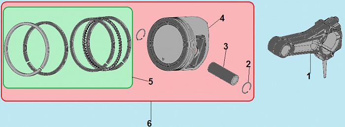 4 ПОРШЕНЬ - ШАТУН ГЕНЕРАТОР CHAMPION GG1200